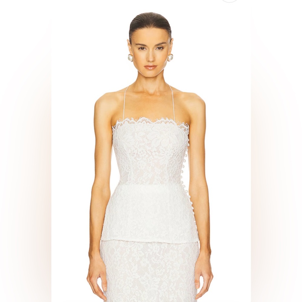 Women’s Lace Peplum Skirt Set in White